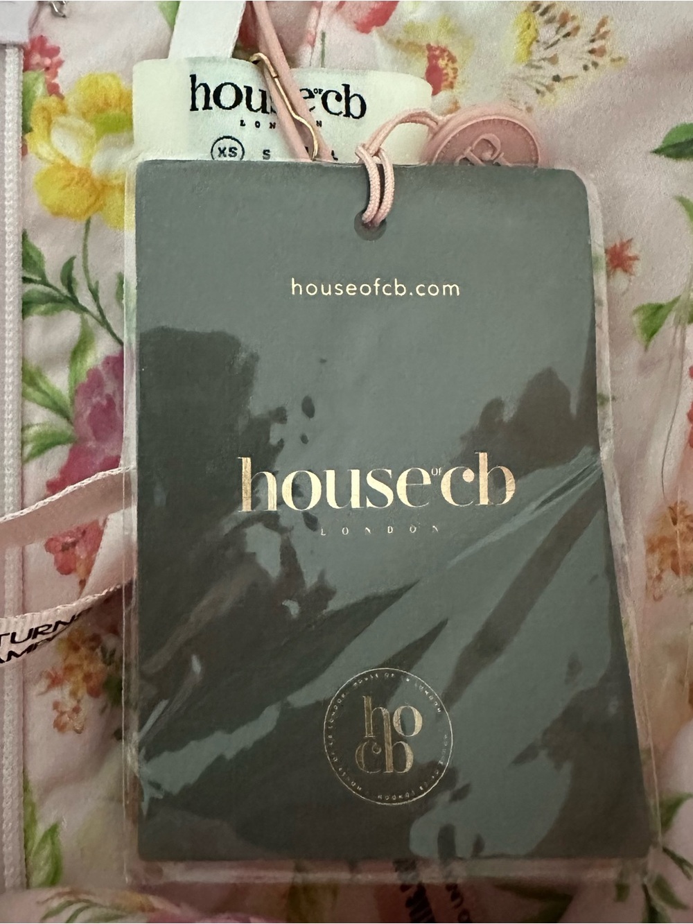 House of CB Natassia Pink Floral Print Cotton Blend Corset Mini Dress NWT - Picture 5 of 8